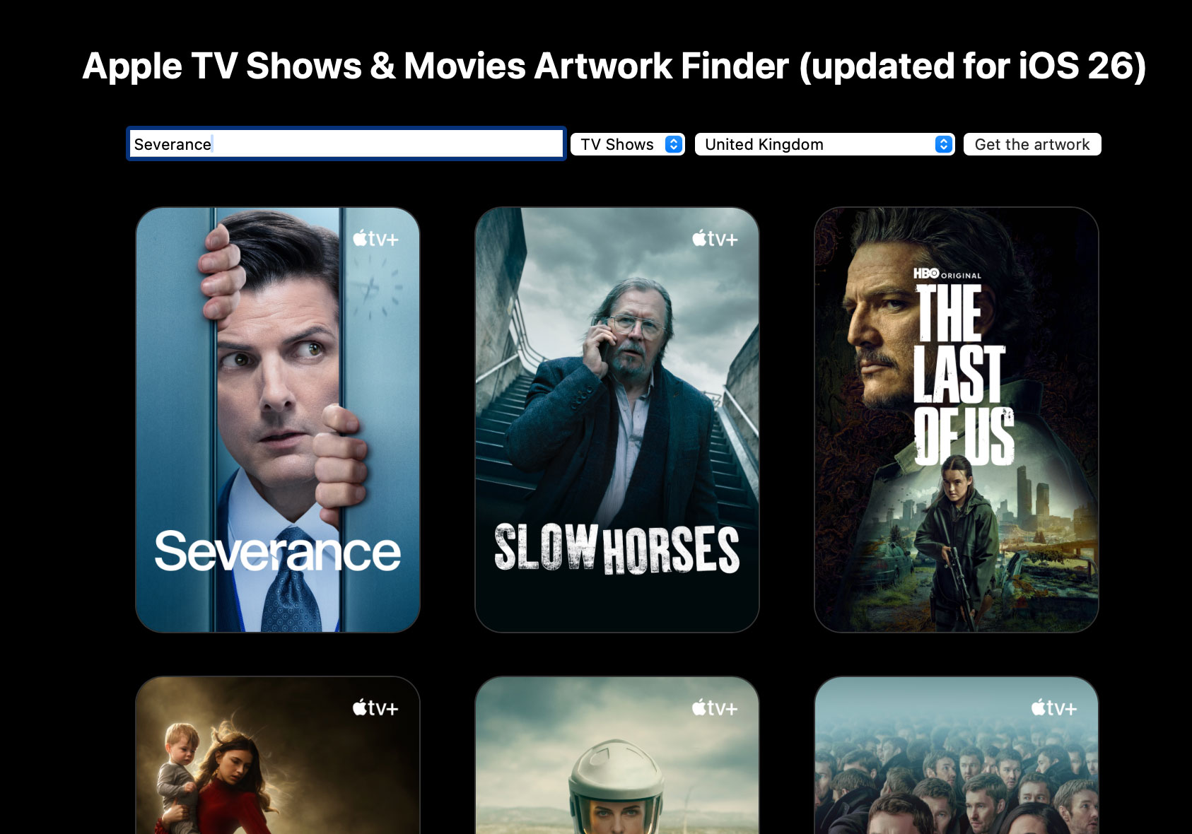 The updated Apple TV Shows & Movies Artwork Finder